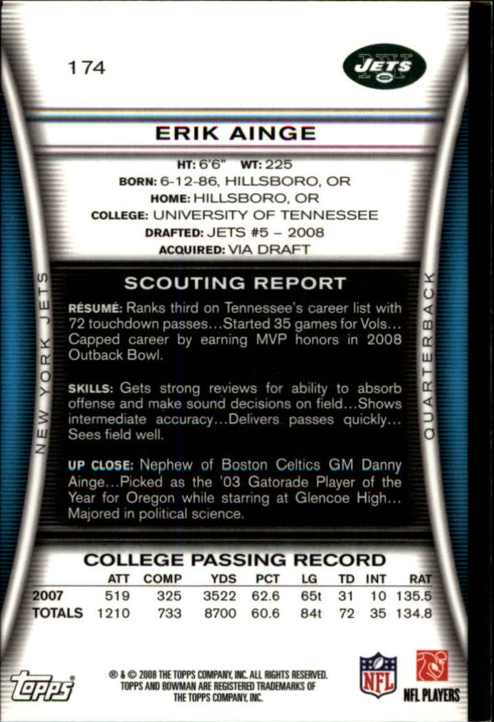 A5003- 2008 Bowman Football Cards 251-275 +Inserts -You Pick- 15+ FREE US SHIP - Picture 265 of 374