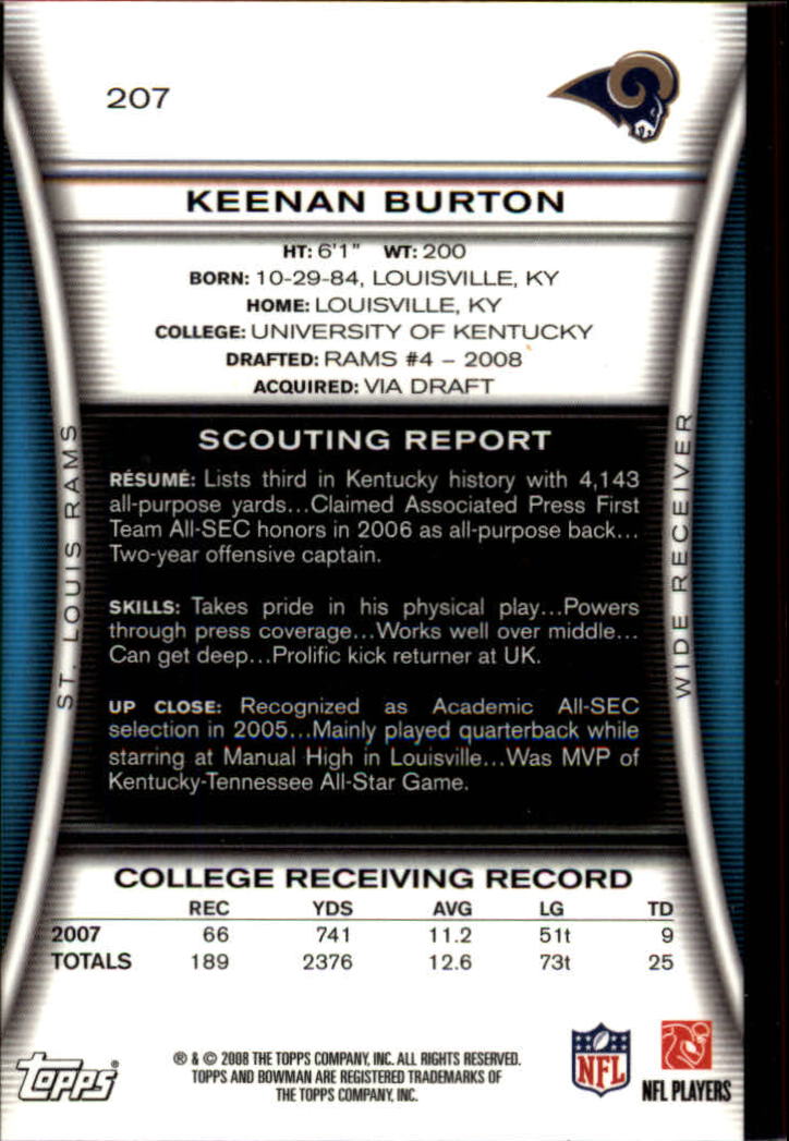 A5003- 2008 Bowman Football Cards 251-275 +Inserts -You Pick- 15+ FREE US SHIP - Picture 289 of 374