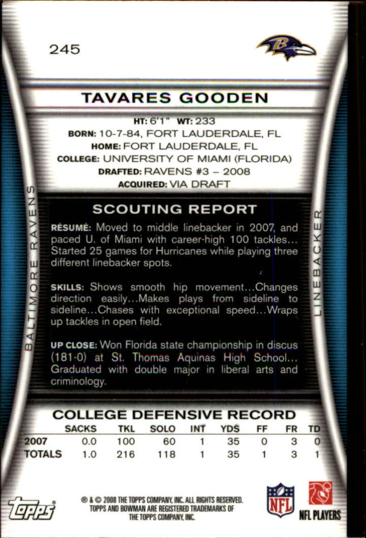 A5003- 2008 Bowman Football Cards 251-275 +Inserts -You Pick- 15+ FREE US SHIP - Picture 311 of 374