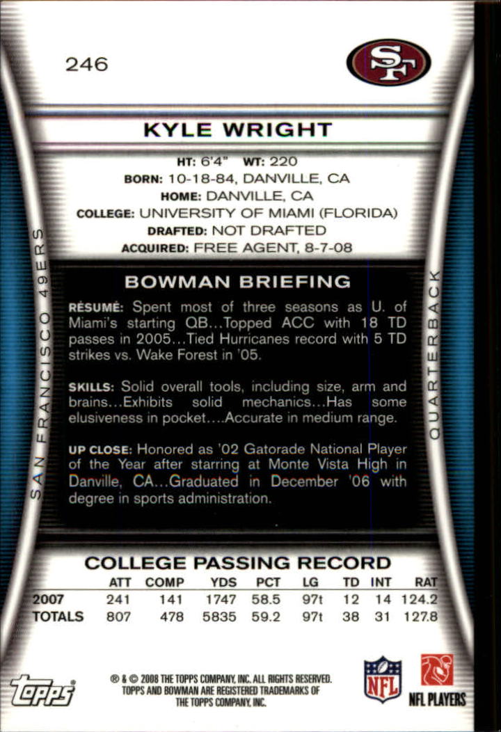 A5003- 2008 Bowman Football Cards 251-275 +Inserts -You Pick- 15+ FREE US SHIP - Picture 313 of 374