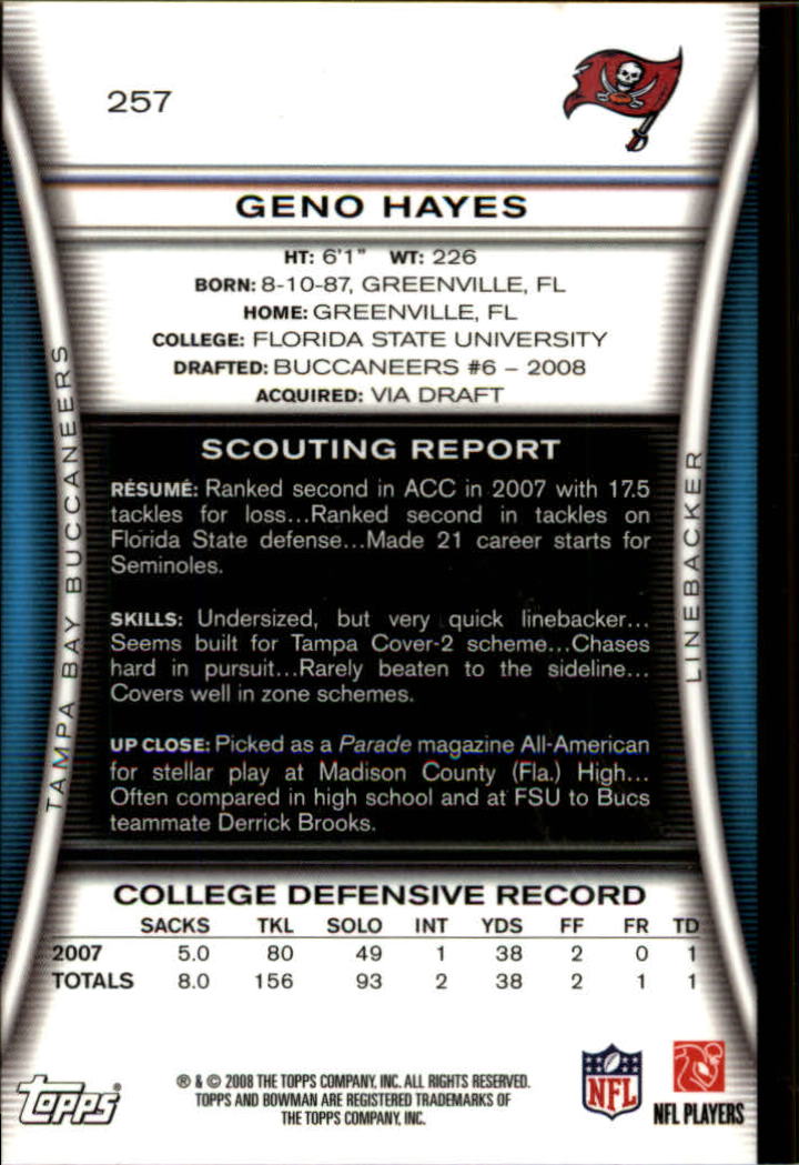 A5003- 2008 Bowman Football Cards 251-275 +Inserts -You Pick- 15+ FREE US SHIP - Picture 335 of 374