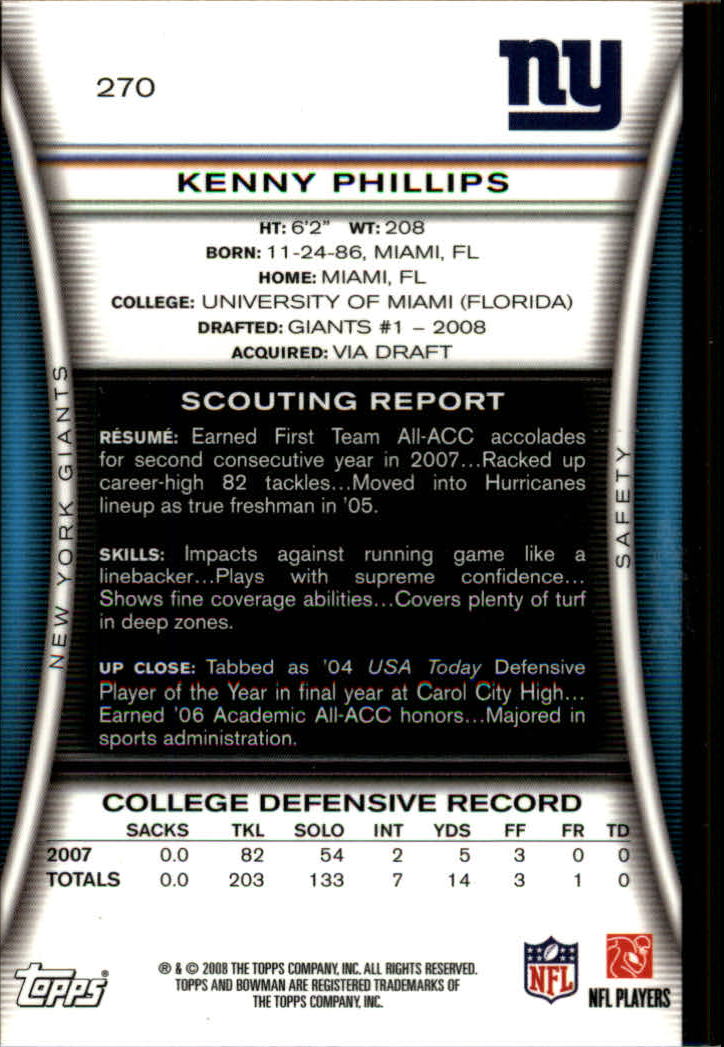 A5003- 2008 Bowman Football Cards 251-275 +Inserts -You Pick- 15+ FREE US SHIP - Picture 353 of 374