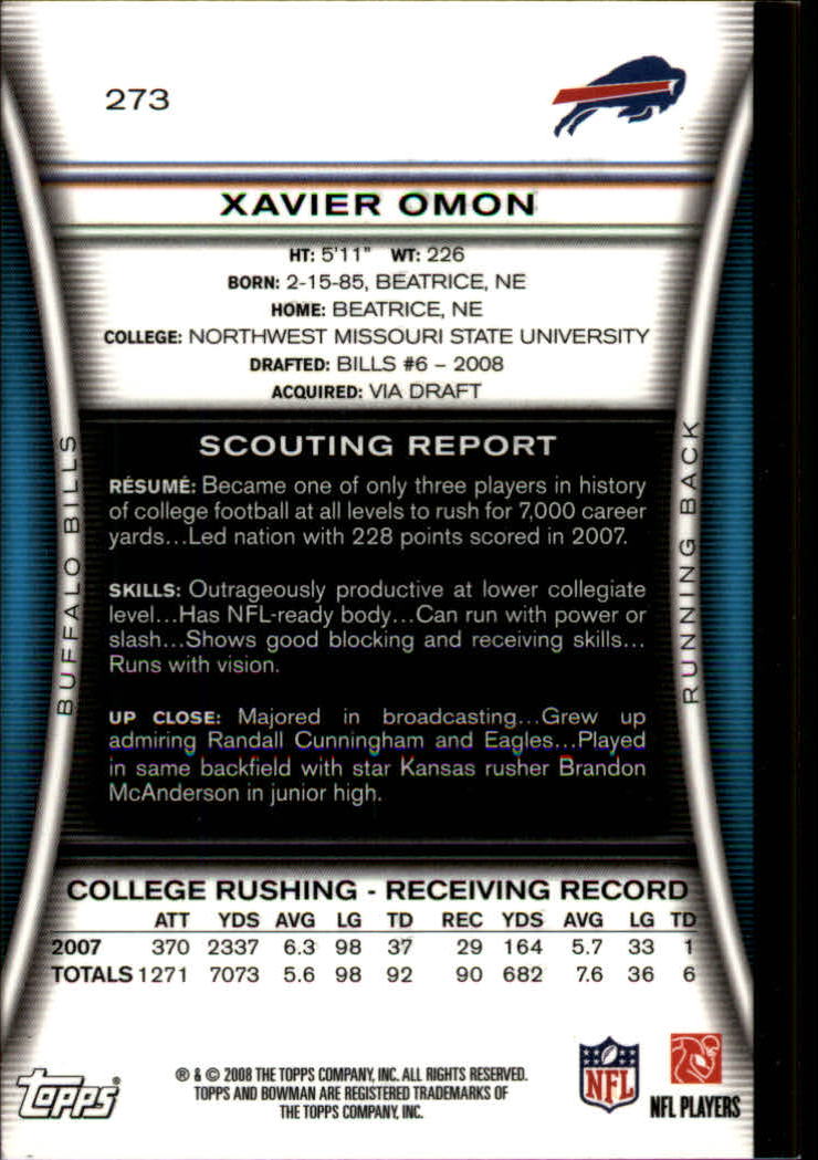 A5003- 2008 Bowman Football Cards 251-275 +Inserts -You Pick- 15+ FREE US SHIP - Picture 357 of 374