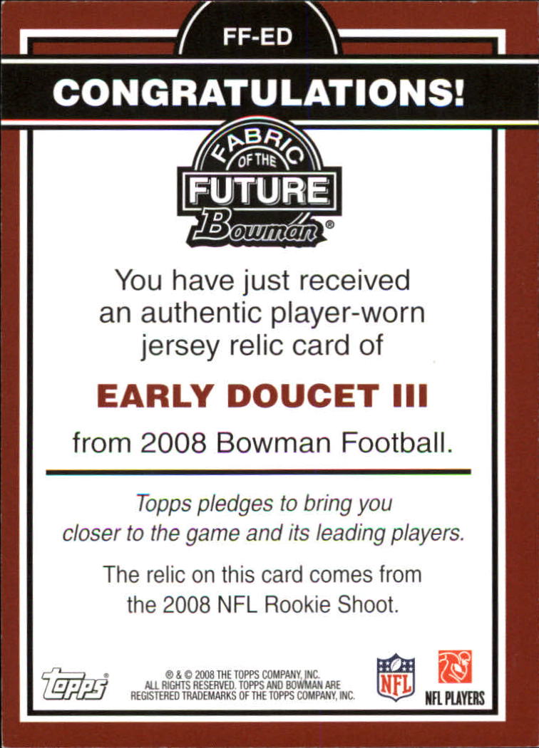 2008 Bowman Fabric of the Future #FFED Early Doucet A back image