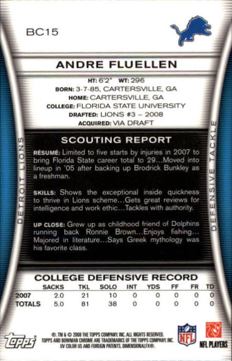A1135- 2008 Bowman Chrome FB Cards 1-220 +Rookies -You Pick- 15+ FREE US SHIP - Picture 27 of 409