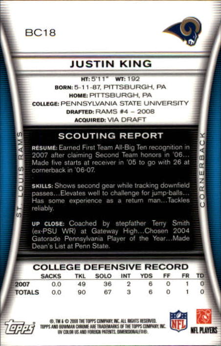 A1135- 2008 Bowman Chrome FB Cards 1-220 +Rookies -You Pick- 15+ FREE US SHIP - Picture 33 of 409