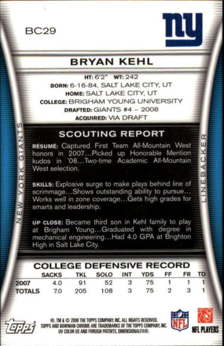 A1135- 2008 Bowman Chrome FB Cards 1-220 +Rookies -You Pick- 15+ FREE US SHIP - Picture 55 of 409