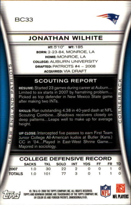 A1135- 2008 Bowman Chrome FB Cards 1-220 +Rookies -You Pick- 15+ FREE US SHIP - Picture 63 of 409