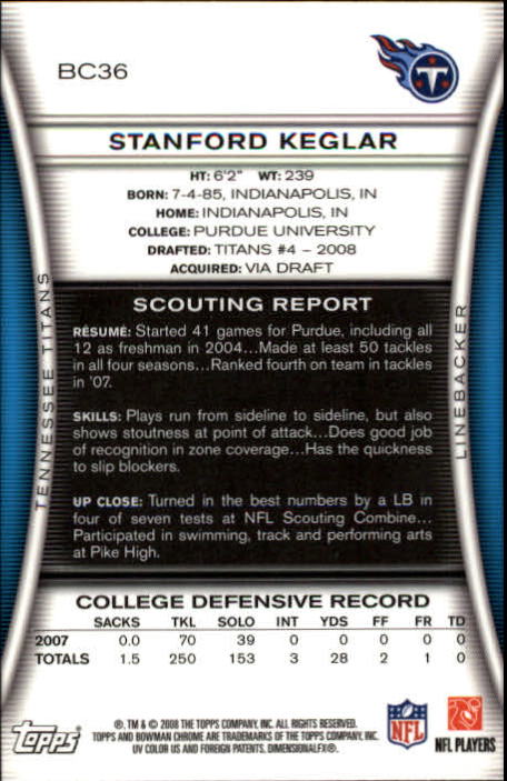 A1135- 2008 Bowman Chrome FB Cards 1-220 +Rookies -You Pick- 15+ FREE US SHIP - Picture 69 of 409
