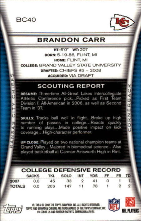 A1135- 2008 Bowman Chrome FB Cards 1-220 +Rookies -You Pick- 15+ FREE US SHIP - Picture 77 of 409