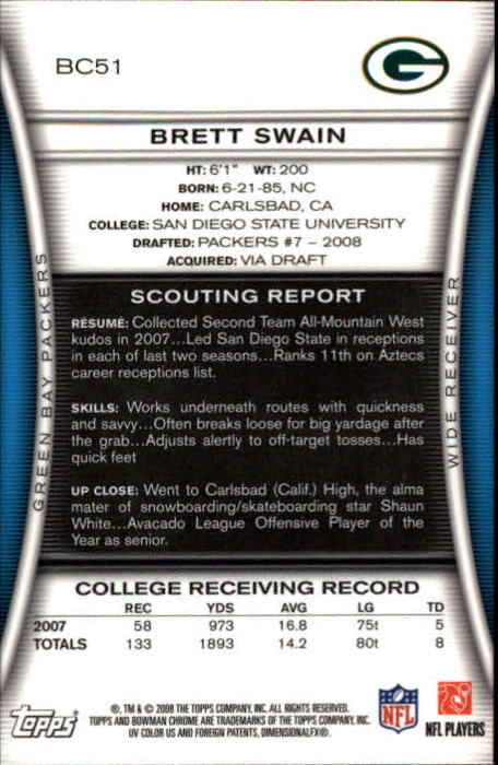 A1135- 2008 Bowman Chrome FB Cards 1-220 +Rookies -You Pick- 15+ FREE US SHIP - Picture 97 of 409