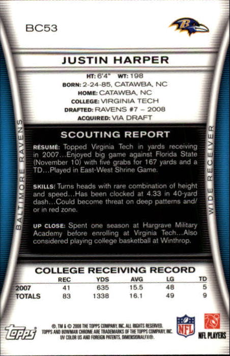 A1135- 2008 Bowman Chrome FB Cards 1-220 +Rookies -You Pick- 15+ FREE US SHIP - Picture 99 of 409