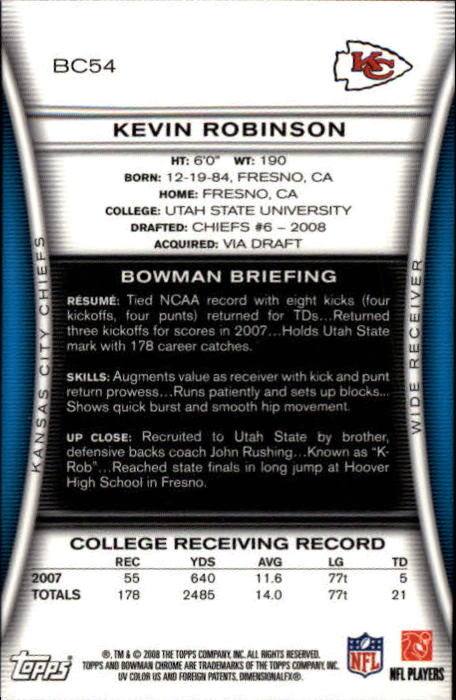 A1135- 2008 Bowman Chrome FB Cards 1-220 +Rookies -You Pick- 15+ FREE US SHIP - Picture 101 of 409