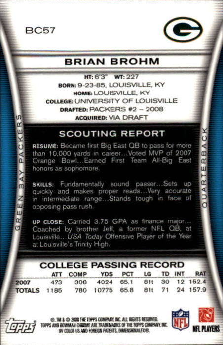 A1135- 2008 Bowman Chrome FB Cards 1-220 +Rookies -You Pick- 15+ FREE US SHIP - Picture 107 of 409