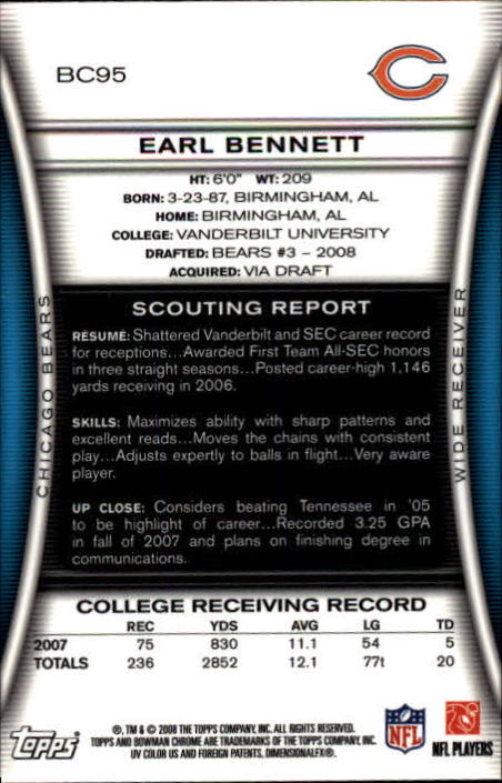 A1135- 2008 Bowman Chrome FB Cards 1-220 +Rookies -You Pick- 15+ FREE US SHIP - Picture 169 of 409