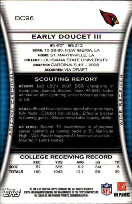 A1135- 2008 Bowman Chrome FB Cards 1-220 +Rookies -You Pick- 15+ FREE US SHIP - Picture 171 of 409