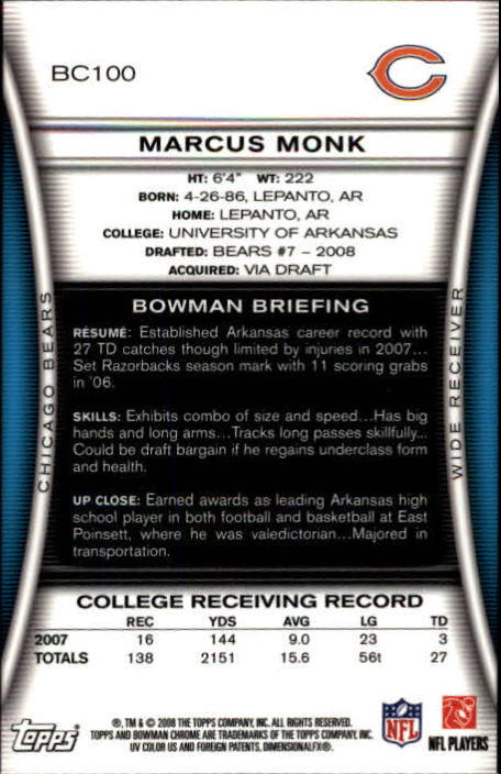 A1135- 2008 Bowman Chrome FB Cards 1-220 +Rookies -You Pick- 15+ FREE US SHIP - Picture 179 of 409