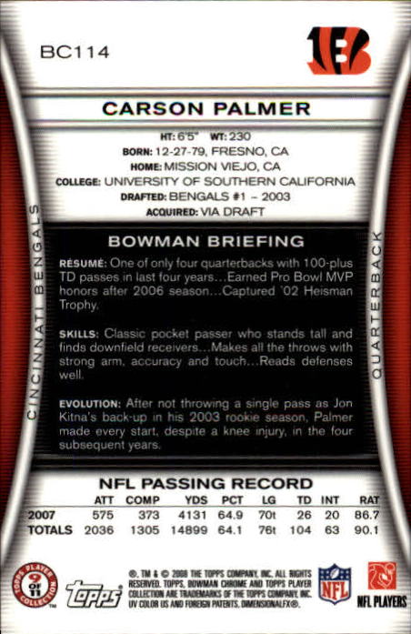 A1135- 2008 Bowman Chrome FB Cards 1-220 +Rookies -You Pick- 15+ FREE US SHIP - Picture 207 of 409