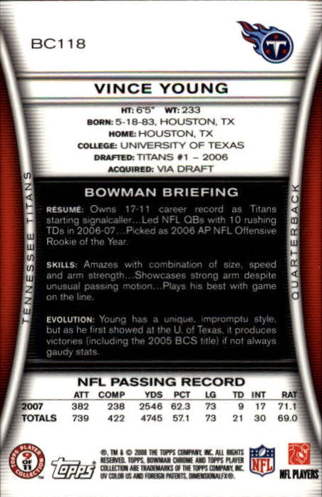 A1135- 2008 Bowman Chrome FB Cards 1-220 +Rookies -You Pick- 15+ FREE US SHIP - Picture 213 of 409