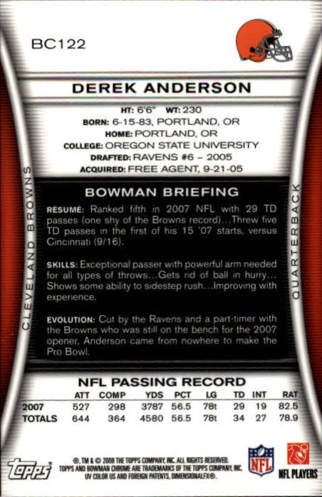 A1135- 2008 Bowman Chrome FB Cards 1-220 +Rookies -You Pick- 15+ FREE US SHIP - Picture 221 of 409