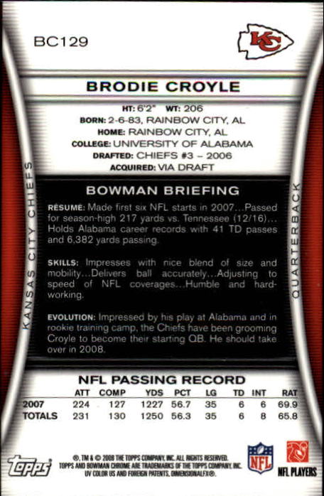A1135- 2008 Bowman Chrome FB Cards 1-220 +Rookies -You Pick- 15+ FREE US SHIP - Picture 235 of 409