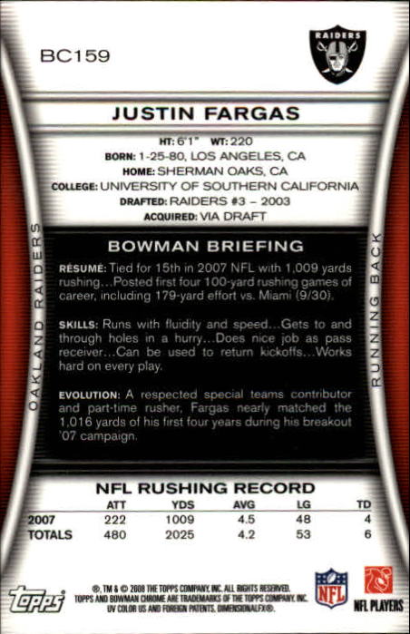 A1135- 2008 Bowman Chrome FB Cards 1-220 +Rookies -You Pick- 15+ FREE US SHIP - Picture 291 of 409