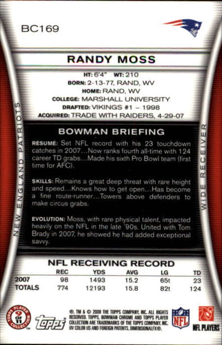 A1135- 2008 Bowman Chrome FB Cards 1-220 +Rookies -You Pick- 15+ FREE US SHIP - Picture 311 of 409