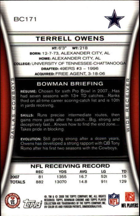 A1135- 2008 Bowman Chrome FB Cards 1-220 +Rookies -You Pick- 15+ FREE US SHIP - Picture 315 of 409