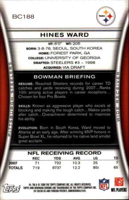 A1135- 2008 Bowman Chrome FB Cards 1-220 +Rookies -You Pick- 15+ FREE US SHIP - Picture 349 of 409
