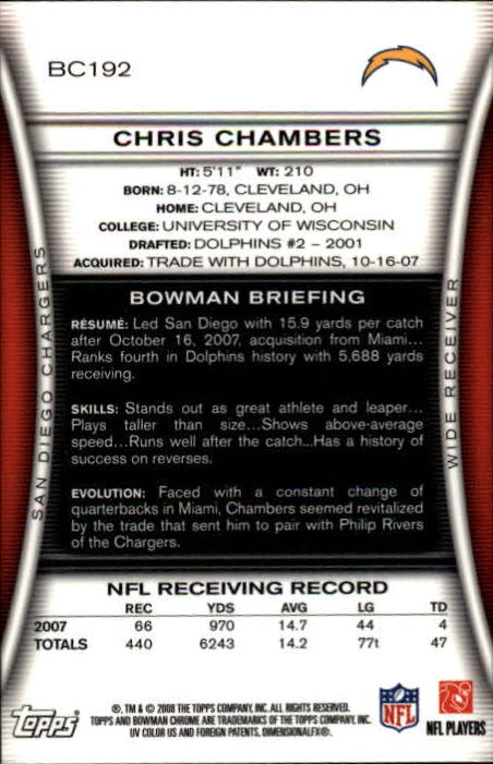 A1135- 2008 Bowman Chrome FB Cards 1-220 +Rookies -You Pick- 15+ FREE US SHIP - Picture 355 of 409