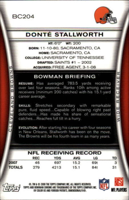 A1135- 2008 Bowman Chrome FB Cards 1-220 +Rookies -You Pick- 15+ FREE US SHIP - Picture 379 of 409