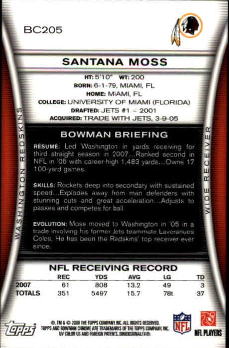 A1135- 2008 Bowman Chrome FB Cards 1-220 +Rookies -You Pick- 15+ FREE US SHIP - Picture 381 of 409