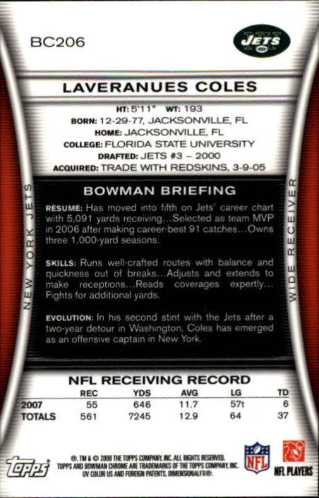 A1135- 2008 Bowman Chrome FB Cards 1-220 +Rookies -You Pick- 15+ FREE US SHIP - Picture 383 of 409
