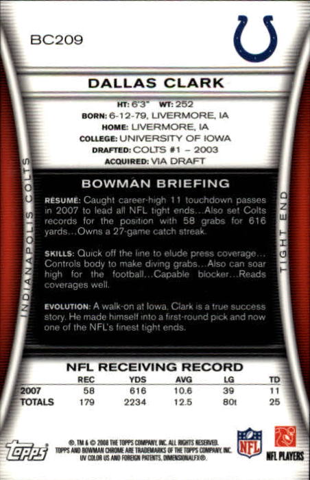 A1135- 2008 Bowman Chrome FB Cards 1-220 +Rookies -You Pick- 15+ FREE US SHIP - Picture 389 of 409