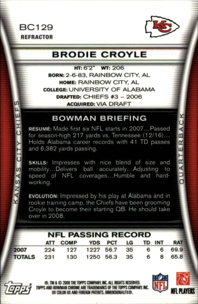 A1135- 2008 Bowman Chrome FB Assorted Insert Cards -You Pick- 15+ FREE US SHIP - Picture 194 of 324