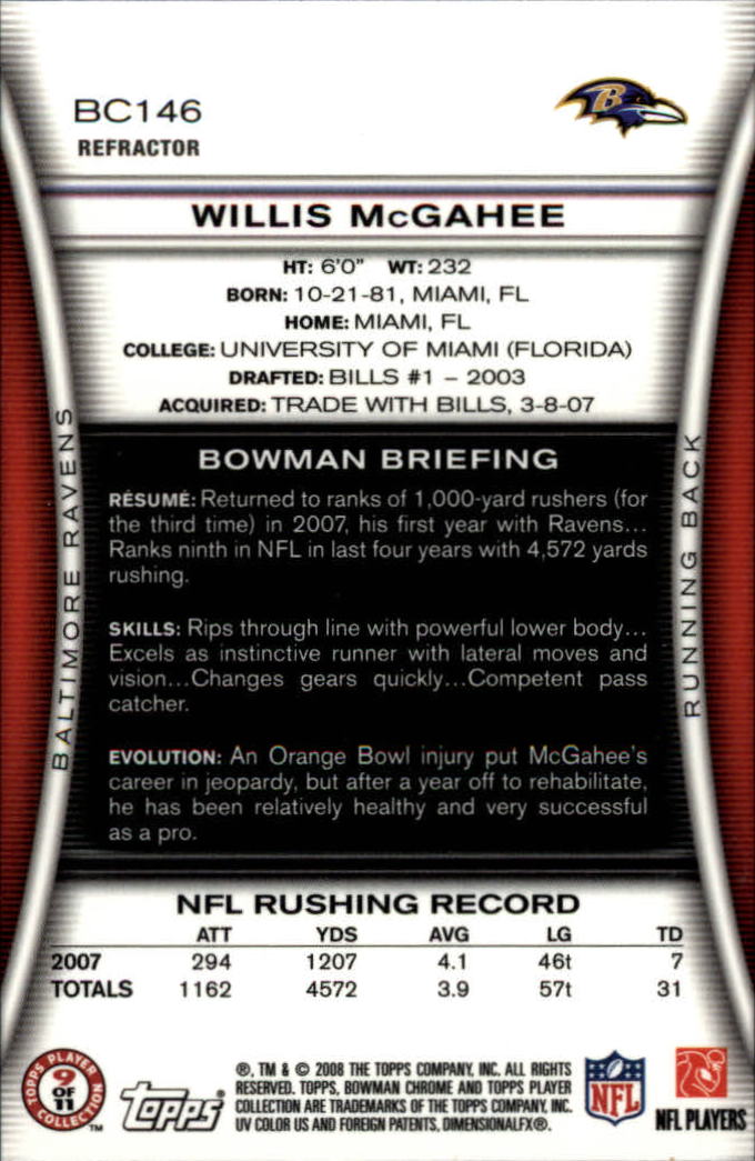 A1135- 2008 Bowman Chrome FB Assorted Insert Cards -You Pick- 15+ FREE US SHIP - Picture 95 of 324
