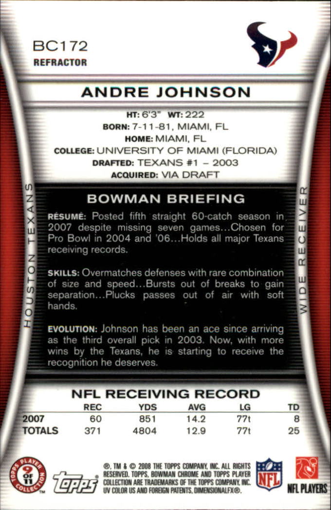 A1135- 2008 Bowman Chrome FB Assorted Insert Cards -You Pick- 15+ FREE US SHIP - Picture 253 of 324