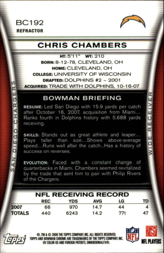 A1135- 2008 Bowman Chrome FB Assorted Insert Cards -You Pick- 15+ FREE US SHIP - Picture 53 of 324