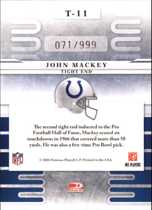 2008 Leaf Limited Team Trademarks #11 John Mackey back image