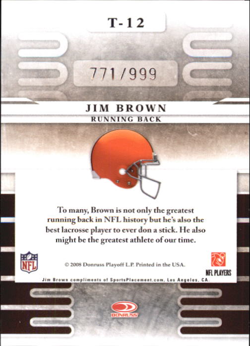2008 Leaf Limited Team Trademarks #12 Jim Brown back image
