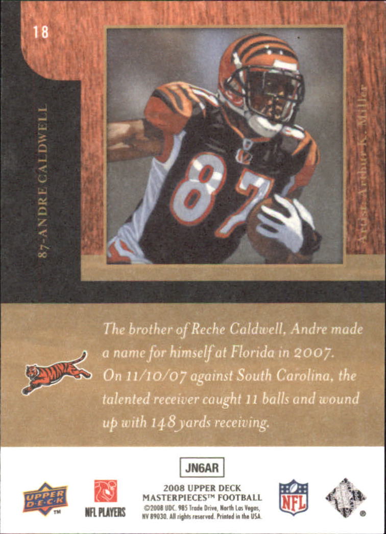 2008 UD Masterpieces #18 Andre Caldwell RC back image