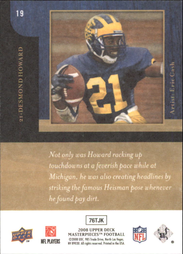 2008 Masterpieces (Upper Deck) Football "Main Set" Cards #1 to #110 - Picture 39 of 185
