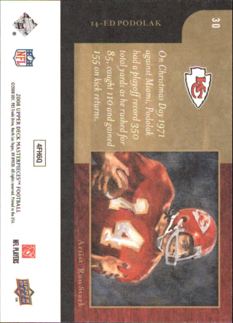 2008 Masterpieces (Upper Deck) Football "Main Set" Cards #1 to #110 - Picture 61 of 185