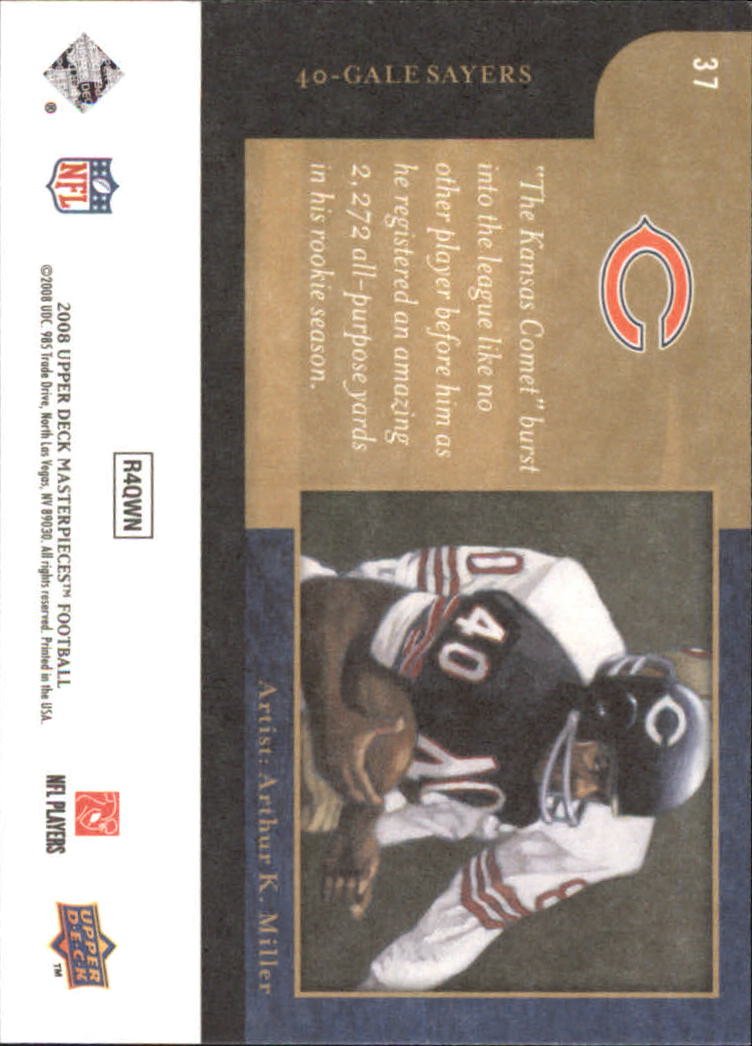 2008 Masterpieces (Upper Deck) Football "Main Set" Cards #1 to #110 - Picture 75 of 185