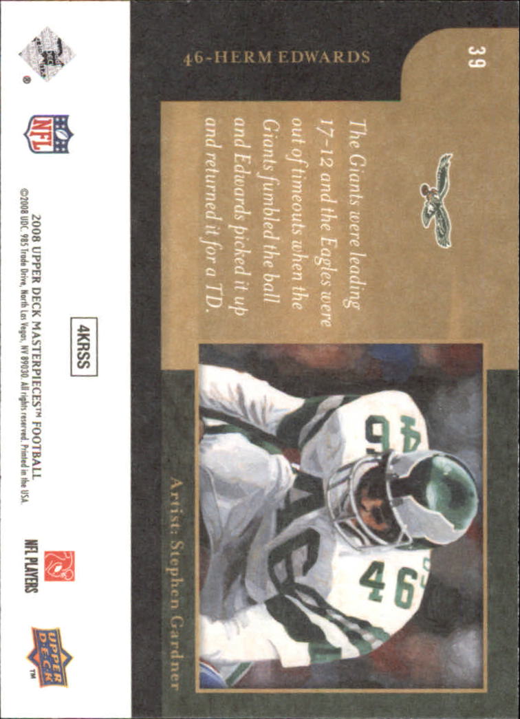 2008 Masterpieces (Upper Deck) Football "Main Set" Cards #1 to #110 - Picture 79 of 185