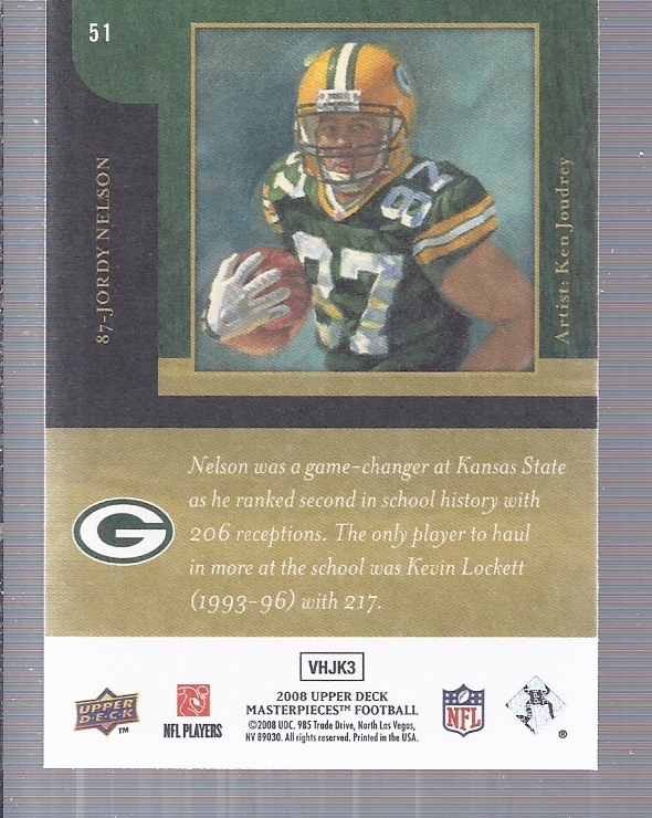 2008 UD Masterpieces #51 Jordy Nelson RC back image