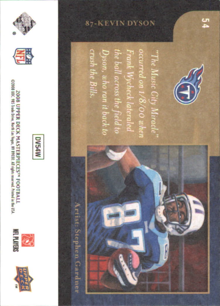 2008 Masterpieces (Upper Deck) Football "Main Set" Cards #1 to #110 - Picture 107 of 185