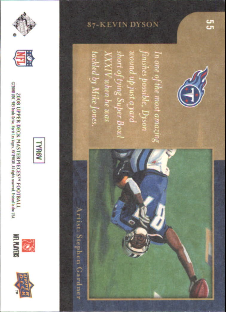 2008 Masterpieces (Upper Deck) Football "Main Set" Cards #1 to #110 - Picture 109 of 185