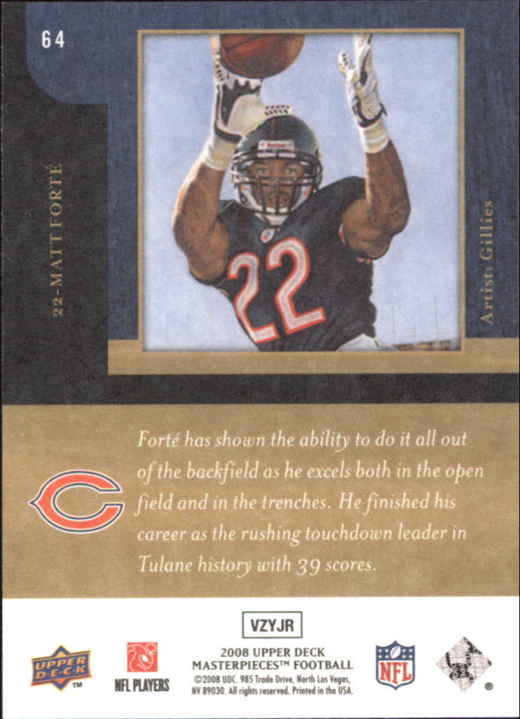 2008 Masterpieces (Upper Deck) Football "Main Set" Cards #1 to #110 - Picture 125 of 185