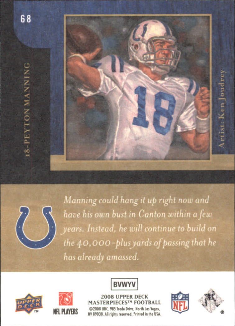 2008 Masterpieces (Upper Deck) Football "Main Set" Cards #1 to #110 - Picture 131 of 185